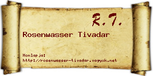 Rosenwasser Tivadar névjegykártya